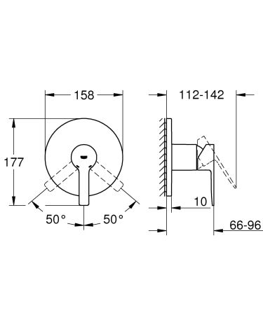 Смеситель однорычажный для душа GROHE Lineare New, внешняя монтажная часть, круглая розетка, хром (24063001)