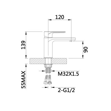 Смеситель для раковины D-Lin 377 D110377, хром