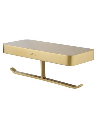 Двойной держатель для туалетной бумаги с полкой WONZON & WOGHAND LOTTE, Брашированное золото (WW-8356-BG), артикул WW-8356-BG