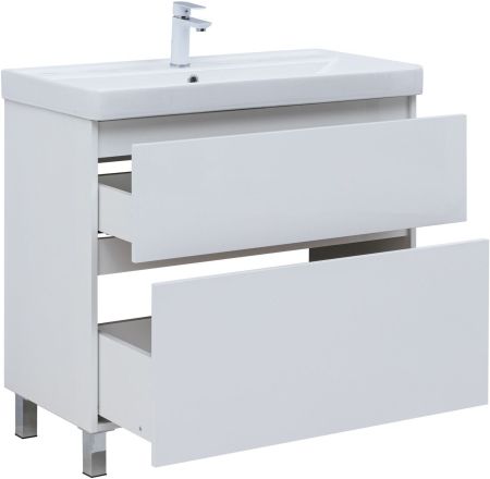 Тумба под раковину Aquanet Вега 90 напольная, белый глянец