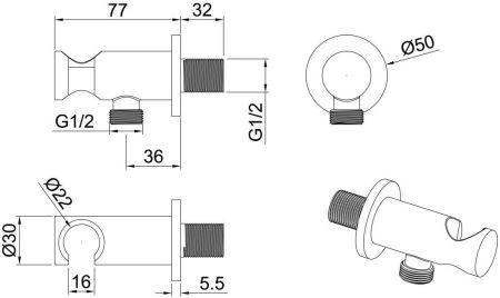 Шланговое подключение для душа Allen Brau Priority 5.31015-31 черный матовый, артикул 5.31015-31