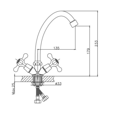 Смеситель для кухни Cron CN4008-2, хром, артикул CN4008-2