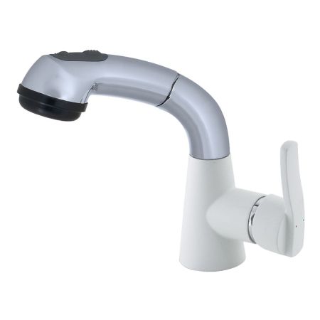 Смеситель для кухни с выдвижным изливом и режимом душ GranFest 3773, иней