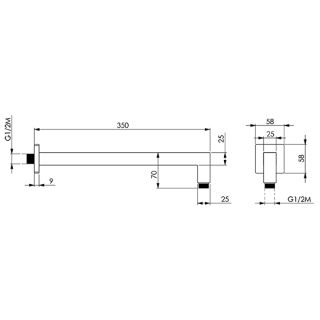 CISAL Shower Держатель верхнего душа настенный L350 мм, цвет хром, артикул DS01333021