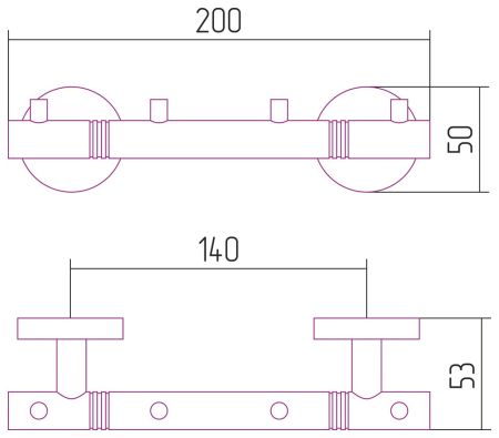 Полотенцедержатель, Сунержа, КАНЬОН, с 4-я крючками, ширина, мм-200, глубина, мм-53, высота, мм-50, тип установки-настенный, материал-нержавеющая сталь, крепления в комплекте, цвет-золото