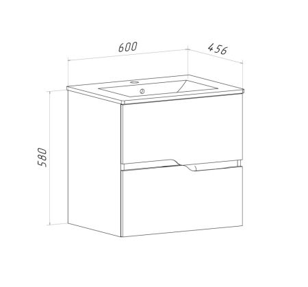 Тумба Runo Палермо 60 подвесная под умывальник 00-00002554 (Teffy 60) (00-00004082), артикул 00-00004082