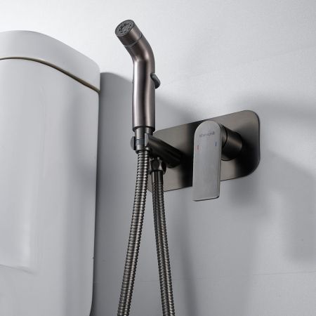 Гигиенический душ со смесителем Shevanik S4105T, оружейная сталь, артикул S4105T