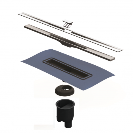 Желоб BERGES водосток SIMPEL 600, хром глянец, S-сифон D50/105 H50 вертикальный, артикул 091011