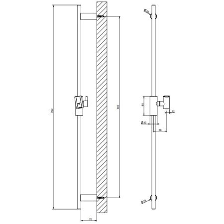 Gessi  Штанга для душа , цвет: Black Metal Brushed PVD, артикул 70044#707