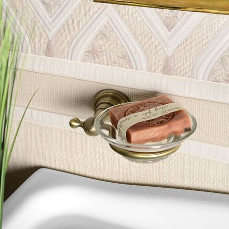 Мыльница DIAMOND стеклянная, настенная, бронза, Sapho, артикул 1318-02