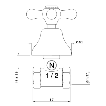 Nicolazzi Nuova Brenta Запорный вентиль 1/2", цвет: хром, артикул 2512CR