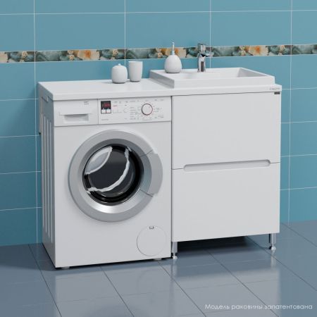 Тумба СаНта Лондон 59 2 ящ напольная, (ум. Юпитер 1200*500 литой мрамор), артикул 224034