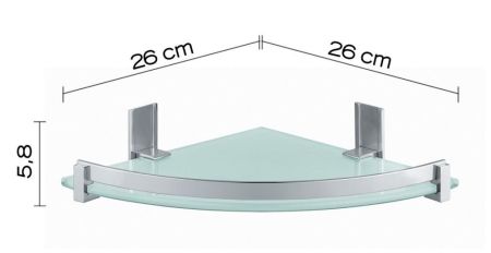 Gedy, стеклянная полукруглая 1-уровневая полка с бортиком (26х26хh5,8), цвет зачищенный хром, артикул CD80(38)