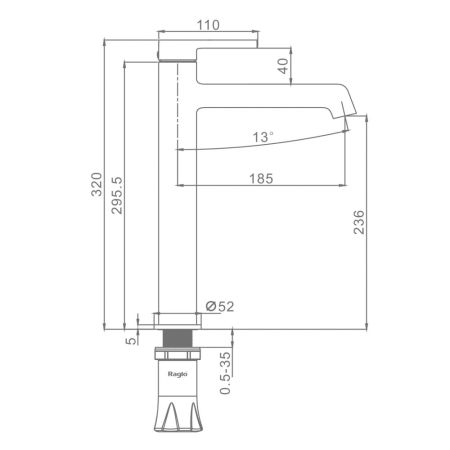 Смеситель для раковины Raglo R20.15.09, графит