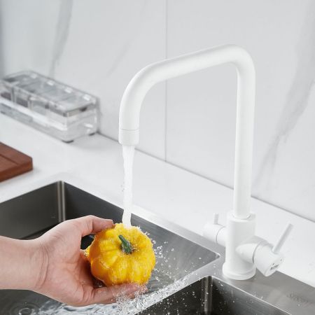 Смеситель для кухни с подключением фильтра воды Raffine F118C, белый, артикул F118C
