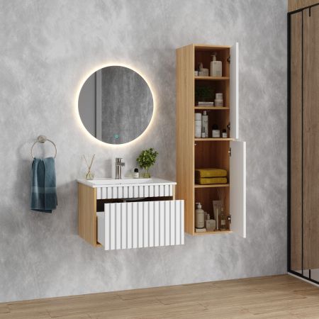 Пенал Onika Дайлер 35 подвесной белый/дуб сонома, универсальный