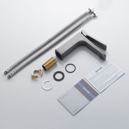 Смеситель для раковины Shevanik S4601T, оружейная сталь