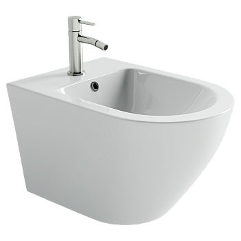 Биде подвесное Ceramicanova Вихрь (Whirl) с крепежом для скрытого монтажа белый CN11008