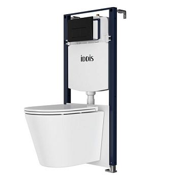 Комплект 3в1: подвесной унитаз, инсталляция и черная клавиша смыва IDDIS Calipso Q (CAQPO1MBi73)