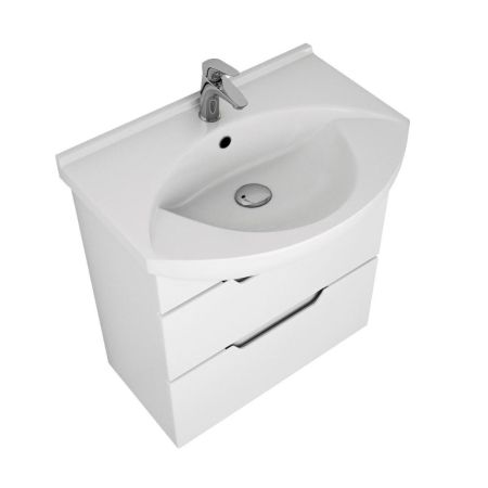 Тумба с раковиной подвесная/напольная Dreja Laguna Plus 75 см, белый, артикул 99-0106-com