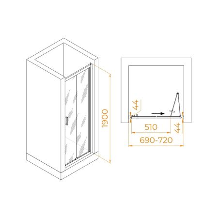 Душевая дверь складная «Книжка» в нишу RGW PA-21B (700), артикул 06082107-14