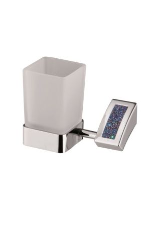 Sanibano Estrella, настенный стеклянный стакан, цвет хром-кристаллы Swarovski bermudа blue, артикул H9300/16BB