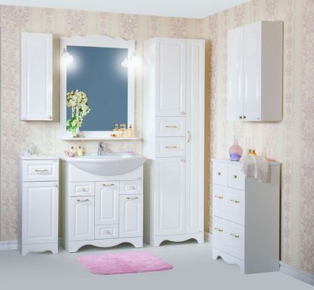 Тумба Бриклаер Анна 32 с бельевой корзиной L Белый глянец