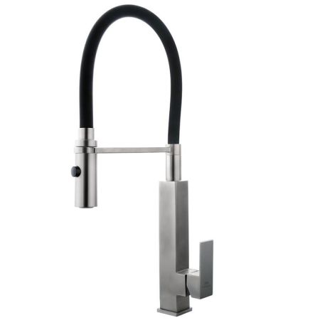 Смеситель для кухни с гибким изливом FASHUN A54102-7, сатин/черный