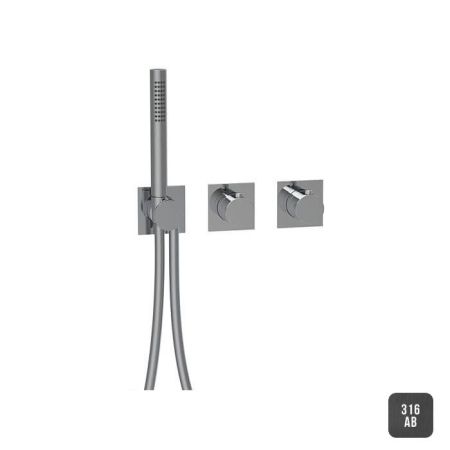 ALMAR Внешняя часть термостатического смесителя с переключателем на 2-3 положения, ручная лейка, цвет Absolute Black. AB316, артикул E180183.AB316