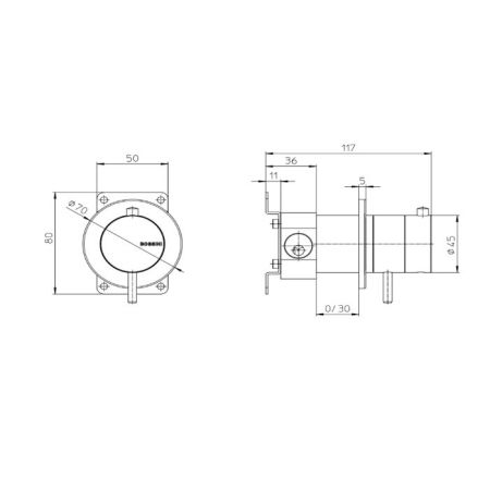 Bossini Nobu Внешняя часть настенного термостатического смесителя.,цвет  Mat brushed S.S., артикул INZ221.075