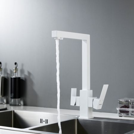 Смеситель для кухни с подключением фильтра Shevanik S148C, белый, артикул S148C