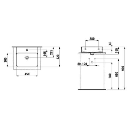 Laufen VAL Раковина 450х420х115мм с 1 отв. под смеситель, цвет: белый, артикул 8.1628.0.000.104.1