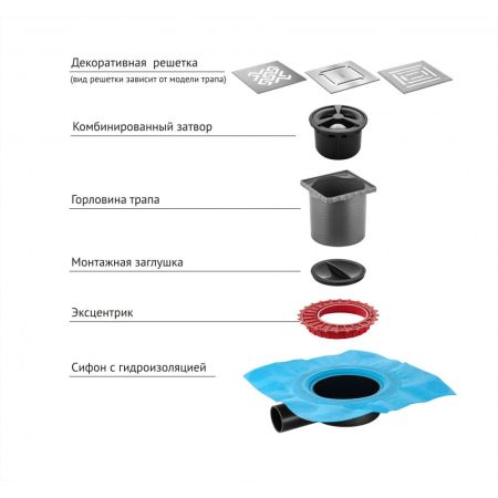 Трап BERGES водосток ZENTRUM Norma 100х100, золото глянец, выпуск D50 H65 боковой, артикул 092362