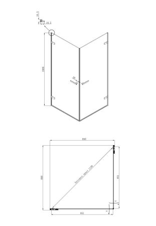 Душевой уголок Ambassador Abner 10011105-PR3, квадратный, линейный трап, 90х90, артикул 10011105-PR3