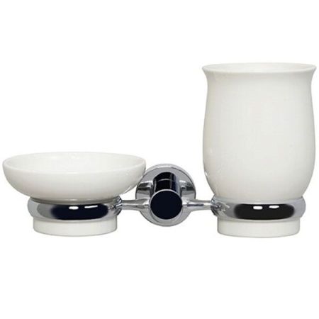 Стакан для зубных щеток с мыльницей WasserKRAFT K-24226 Хром Белый, артикул K-24226