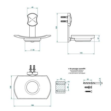 THG INFINI PORCELAINE BLANCHE Мыльница стеклянная, подвесная, цвет хром