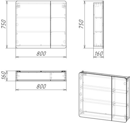 Зеркало-шкаф "Адель 80" белое