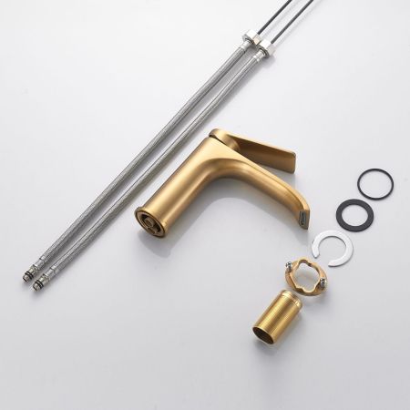 Смеситель для раковины Shevanik S4101G, золотой сатин