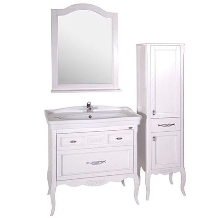 Тумба под раковину ASB-Woodline Модерн 85 Белый патина серебро, артикул 11247