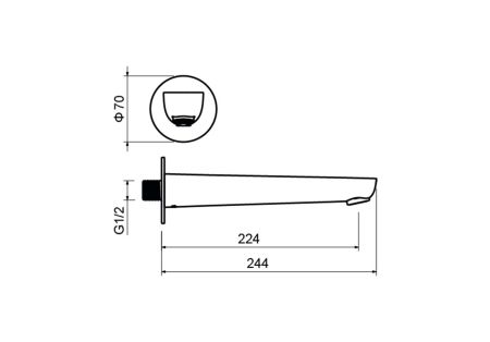 Излив для ванны 224 мм AQUATEK AQ1141CR БЕТТА, артикул AQ1141CR