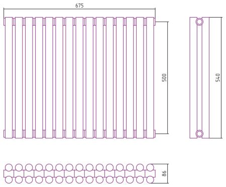 Отопительный радиатор ЭСТЕТ-11 н/ж 500х675 / 15 сек (Матовый ЧЁРНЫЙ), артикул 31-0302-5015