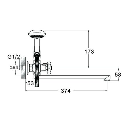 Смеситель для ванны G.Lauf QST7-A827, хром