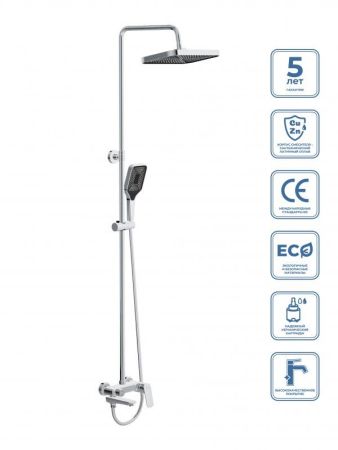 DUE Душевая стойка со смесителем и изливом, оружейная сталь DUE-VSCM-GM, артикул DUE-VSCM-GM