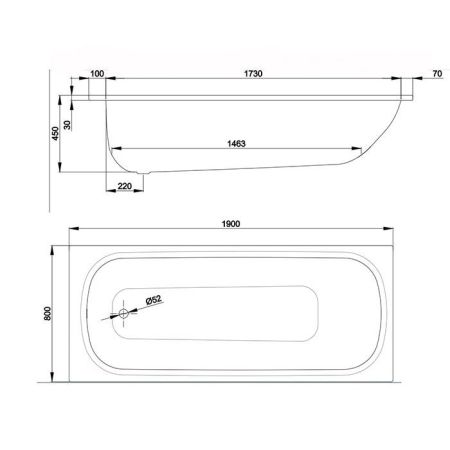 BETTE CLASSIC Ванна прямоугольная 1900х800х450 мм., в комплекте с шумоизоляцией, BetteGlasur® Plus, цвет белый, артикул 1273-000 PLUS