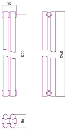 Отопительный радиатор ЭСТЕТ-11 н/ж 1200х90 / 2 сек (САТИН), артикул 071-0302-1202