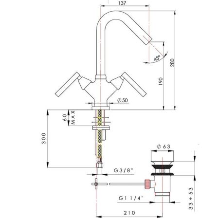Nicolazzi Flag  Смеситель  для раковины , с донным клапаном , цвет хром, артикул 4836CR91