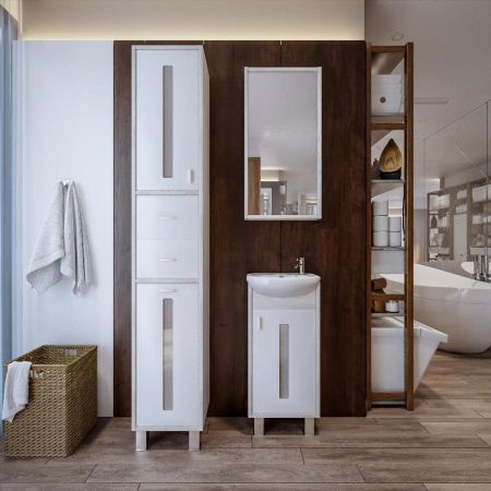 Комплект мебели для ванной Бриклаер БАЛИ 40, светлая лиственница/белый, артикул БАЛИ 40