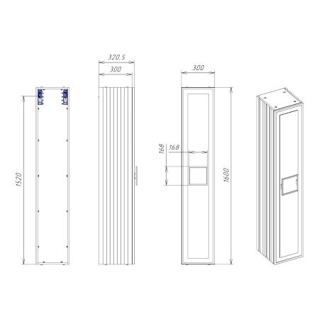 Пенал подвесной La Fenice Cubo FNC-05-CUB-BG-30, синий, артикул FNC-05-CUB-BG-30