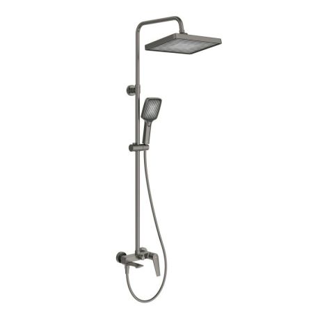 LINER-CVD-GM Душевая стойка со смесителем и изливом, исполнение оружейная сталь, артикул LINER-CVD-GM