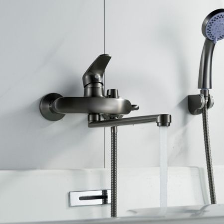 Смеситель для ванны Shevanik S5072T, оружейная сталь